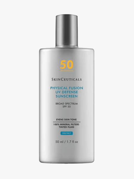 SKINCEUTICALS Physical Fusion UV Defense SPF 50 in branded bottle component on a light gray background
